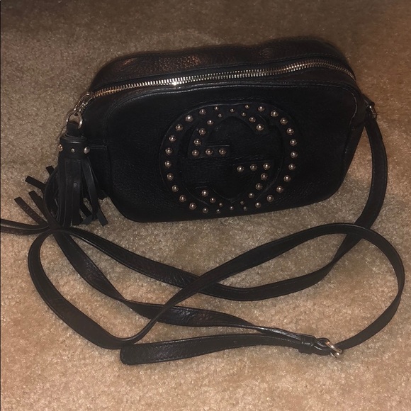 soho small leather disco bag black